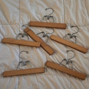 Wood clothes hangers for pants, skirts, dresses, set of 6